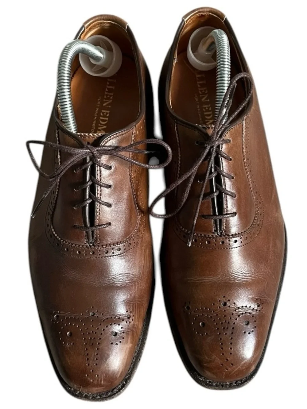 Allen‎ Edmonds Cornwallis Brogue Detailing Brown Leather Loafers Mens 9